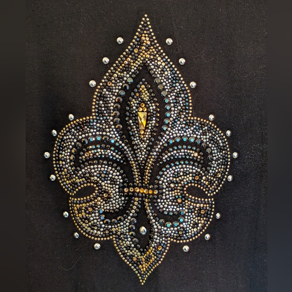 Christine Alexander, Large 3/4 sleeve, Black Top with Bling - Picture 2 of 6